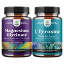 Bundle av høy absorpsjon Magnesium Glycinate kapsler for beroligende søvn pluss muskel bein og nerve støtte og gratis form L Tyrosin 500mg kapsler for mental energi og fokus støtte