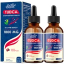 TUDCA Liver Support Drops 1800mg - Kraftig Liver Supplement med Bile Salts, NAC, Schisandra og Dandelion, Liver Detox & Reparasjon - Raskabsorbering, Sukkerfri, alkoholfri – 4 Fl.Oz