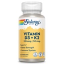 SOLARAY Vitamin D3 K2 - Bone Helse og immunstøtte Supplement - med 5000 IU vitamin D som VIT D3 og 50 MG vitamin K2 som Menoquinon MK7, laget uten soya, 60-dagers garanti, 60 Serv, 60 Vegkaps