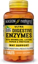 Mason Natural Plant-baserte Ultra Digestive Enzymer, med Bromelain, Lactase & Papain, støtter Digestion & Bleating Relief, 60 Kapsler, Pakke med 3