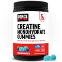 Force Factor Kreatin Monohydrat Gummies, NSF-sertifisert, 5g dose for menn og kvinner å støtte muskler, styrke, gjenoppretting, kognitiv helse og minne, emballasje May Vary, Blå bringebær, 150 gummier
