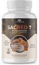 Naturalm Hellig 7 Organic Mushroom pulver til kaffe - Premium Mushroom Supplement Blande med Lions Mane, Reishi, Chaga - USDA Organic Daily Wellness Blend (120 Count (Pack of 1), Hellig 7)