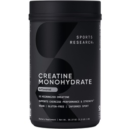 Idrettsforskning Kreatin Monohydrat - Gain Lean Muscle, forbedre ytelse og styrke og støtte utvinning - 5 g mikronisert kreatin - 35,27 oz