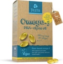 Testa Omega 3 Supplement - 250 mg DHA fra Algae Oil - Vegan Omega 3 - støtter hjernen, øye og felles helse - ikke fra fisk, ren algae kapsler - to måneders forsyning