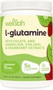 Wellah L-Glutamine pulver Jordbær Kiwi (50 Serveringer) - 5g L-Glutamin Per Serving, Søt med Stevia