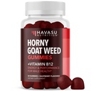 Horny Goat Weed Gummies med vitamin B12 - Energi, utholdenhet og ytelse støtte for mannlig helse - 60 greve - Vegetarisk-vennlig, ikke-GMO, Pectin-basert - bringebær flavor, 1 måneds forsyning