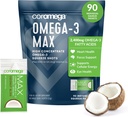 Coromega MAX 2400mg Omega-3 Fish Oil + vitamin D-squeeze-pakker, Wild-Caught, Ingen Fiskende Smak - 3X Bedre Absorpsjon enn Softgels, støtter hjerne og hjerte helse (90 Serveringer, Coconut Bliss)