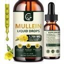 (2 Pakke) Mullein Drops for Lungs - Lungs rengjøring og respiratorisk støtte, kraftig 4 i 1 Mullein Leaf Extract med Elderberry, Marshmallow Root og oransje Peel for Bronchial Support, 1 Fl Oz