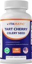 Vitamatic Tart Cherry 20X ekstrakt med celery frø 10X konsentrert ekstrakter - - 180 Vegkapsler - vegetarisk, ikke-GMO, og glutenfri