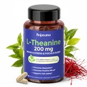L Theanine 200mg med Saffron, GABA, Magnesium Glycinate & Vitamin B6, L-Theanine Supplement Avansert kompleks formel for Mood Relaxation & Stress Relief & søvn støtte, 60 Vegansk kapsler