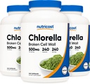 Nutricost klorella kapsler (3 flasker) 500mg, 240 kapsler