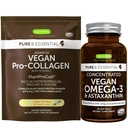 Vegan Vanilla Collagen Protein pulver & Vegan Omega-3 Bundle, Komplett Collagen Boosting Formula & bærekraftig Algae Olje 1340mg, av Igenus