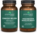 Prominent Ernæring Kognitiv Helse Støtte Bundle - Ginkgo Biloba Supplement & Magnesium Bisglicinat Supplement