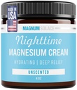 Magnum Solace Magnesium Lotion - Hydrating Nighttime Creme Påfør på ben, armer eller bryst - Topical Kloride USA Laget og trygt for barn (Uscented)