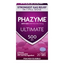 Phazyme Ultimate Styrke Anti-Gas 500 mg Simetikon Gass Relief for voksne, Fast Gels raskt Ease Bleating, trykk og Discomfort, 20 greve