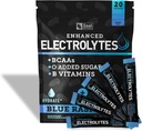 Forbedret Electrolyte Powder Stick-pakker (blå bringebær | 20 pakker) w/ 0 Sukker + BCAA + B-vitaminer Electrolyte Supplement w Kalium Zink & Magnesium for Hydration - Keto Electrolytes