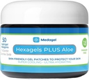 Hexagels Plus Aloe Vera - Avansert healing Hydrogel Pads for Blisterforebygging & Soothing Burn Care - Fot, Heel, Toe, & Ankle Beskyttelse, Pakke med 50, 1- tommers lapper, by Medagel, Paraben Free Formula