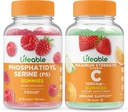 Livbar fosfatidyderin (PS) + Vitamin C 1050mg, Gummies Bundle - Great Tasting, vitamin Supplement, Glutenfri, GMO Free, Chewable Gummy