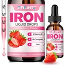 Flytende jern Supplement for kvinner Menn og barn Multivitamin jerndråper med folat, vitamin C, B6, B12, sink for anemi, jernmangel, blodbygger, energi - naturlig jordbær Flavor, Vegan 2 Fl Oz
