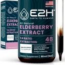 E2H Elderbær Syrup - Powerfulle antioksidanter Supplement fra organiske eldrebær ekstrakt - Sambucus Elderbær Syrup for barn og voksne for immunstøtte - Ikke-GMO, Vegan - 2 Fl Oz
