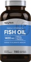 Piping Rock Fish Oil Omega 3 Supplement |190 Softgels | For kvinner og menn | Trippelstyrke | med EPA & DHA | Ikke-GMO & Glutenfri