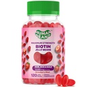 Biotin Jelly Bean Gummy vitaminer, Max styrke Biotin for hår, hud og negler, 10 000mcg per servering, Håret vekst vitaminer for menn og kvinner, 120 Strawberry Blast Jelly Beans, Kosher