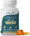 ORVIT Omega 3 Fiskeolje Softgel 2000 mg - Ultimate EPA DHA Supplement for menn og kvinner - Burpless - Ingen fiskende smak - Unflavored 180 Softgels - organisk, ikke GMO - laget i USA