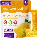 Venture Pal Sukker Gratis Elektrolytte pulver pakker - flytende daglig IV Hydration Packets | Elektrolytter Drikke Blande med 5 Vitaminer og 7 Elektrolytter | Keto Vennlig | Ikke-GMO | Certified Vegan | 16 Sticks