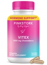Pink Stork Organic Vitex – 1000 mg Chaste Tree Berry – Plantebasert støtte for Perimenopause & Hormonal Harmony – bidrar til å opprettholde syklus regularitet og sunn progesteronbalanse – 60 Vegankapsler