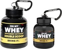 ONMYWHEY Protein pulver container å gå - reise vannflaske Funnel For blandinger, bærbare pre trening kosttilskudd beholdere og dispensere Funnels, Mini preworkout kosttilskudd Holder Keychain flasker