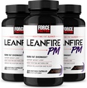 Force Factor LeanFire PM, vekttap piller for kvinner og menn, fettforbrenner og overnatting vekttap piller for å brenne fett, øke metabolisme, og forbedre søvn for utrolige resultater, 60 greve (pakke av 3)