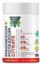 Magnesium Citrat + Kalium 60 Premium Vegan Kapsler (Citrat 375 mg) + (375 mg Kalium) Ikke GMO, Glutenfri - høy absorpsjon Supplement laget i USA