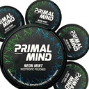 Primal Mind Neon Mint - Stimulant-Free Calm Focus Pouches L-Theanine + Bacopa Monnieri + Ginkgo Biloba | Nikotin-Free, Koffein-Free | 20 Pouches Per Kan (100 Totalt i 5-Pack)