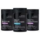 Idrettsforskning Vegan Biotin 10.000mcg med kokosolje, multi kollagenpiller (type I, II, III, V, X) Hydrolysert kollagenpeptider med Hyaluronsyre + vitamin C & Phytoceramider 350mg per Softgel