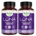 Nestet Naturals Luna Sleep Aid - Ikke-habit Forming Natural Sleeping Piller for voksne med naturlig kildede ingredienser - Valerian Root, Melatonin, Kamille, Lemon Balm, og mer - 120 Vegan Kapsler