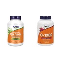 NU Supplements, Silymarin Milk Thistle Extract 300 mg med artisjoke og Dandelion og kosttilskudd, vitamin C-1000 med rose HIPS, frigivelse, antioksidant beskyttelse*