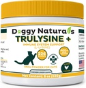 Truessine Plus L-Lysine for katter immunstøtte oralt pulver 8oz/226g - Katter og katter i alle aldre, Sneezing, Runny Nese Squinting, Vannige øyne kylling lever flavor (USA)(226 Grams (900mg / Scoop)))