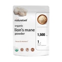 NatureBell Organic Lions Mane Powder 1.500mg Per Serving, 1lb | Hele Frukting Kropp & Mycelium Mushroom Source – Fokus, Minne, & Immune Helse Supplement - Ikke-GMO, Vegan