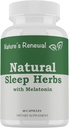 Naturens Renewal Natural Sleep Supplement - Melatonin, Valerian Root, Ashwagandha, Magnesium, Kamille, Natttid Homeopatisk Herbal Sovehjelp for voksne - 60 Kapsler