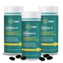 Iwi Omega-3 Essential, 90 Softgels (90 serveringer), Plantebasert Algae Omega 3 med EPA + DHA, hjerne, hjerte og immun støtte kosttilskudd, krill & fiskolje alternativ, ingen fiskelig ettersmak