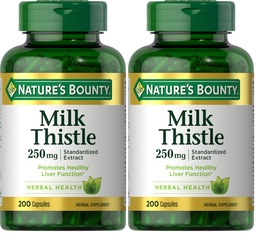 Naturens Bounty Milk Thistle Capsules, Tradisjonelt brukt for leverhelse, Herbal Supplement, 250 mg per servering, 200 tall (pakke på 2)
