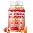 Selenium Supplement for Thyroid Support Gummies 200mcg som energiforsterkning for kvinner og menn, Peach Flavor (60 Count(Pack of 1))