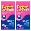 Pepto Bismol ULTRA Caplets, Upset Mage Relief, Amoral Relief, Heartburn Relief, Indigestion Relief, Antidiaré Medisin for voksne - 5 Symptom Relief, 48 ct (2x24 ct)