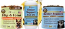Naturlig hund selskap Senior Dog Bundle - Omega 3 Fish Oil 16oz + Senior Wellness Chews 90ct + Hip & Joint Chews 90ct - Støtte joints, hjerne, hjerte, øyne, hud og mobilitet med Omega-3s, Lions Mane & G