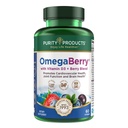 Renhetsprodukter OmegaBerry fiskolje med vitamin D3 og organisk Acai - 1250mg konsentrert molekylært destillert ultra ren omega-3 fiskolje, 500mg DHA + 650mg EPA - 60 myk geler - 30 dagers forsyning fra