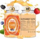 L-Lysine Gummies 1000mg - L-Lysine Supplements for barn og voksne - Lip and Cold Sore * Støtte for kvinner - Chewable Lysine Gummies med vitamin B12 - Vegan, ikke GMO, Glutenfri, 120 Antall