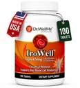 Irowell jern tabletter 65 mg – 100 tabletter for en full 100-dagers levering Ferrous fumarate for energi, muskel styrke og immunitet – jerntilskudd for menn og kvinner