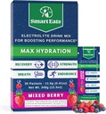 Smart spiser elektrolytpulver - 1.690mg elektrolyter, 9 essensielle mineraler og vitaminer, 5 antioksidanter, Rapid & Energising Hydration, designet av leger, <1 gram sukker, sur Berry Flavor - 30 pakker