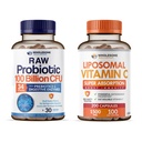 Helsom wellness organiske probiotika 100 milliarder CFU, Dr Formulert for kvinner og menn + Liposomal vitamin C kapsler (200 piller 1500 mg Buffered) høy absorpsjon VIT C Bundle