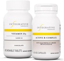 Integrative terapier Bundle med aktiv B-kompleks, 60 kapsler og vitamin D3 125 mikrog, 90 Chewables - Aktiv B-kompleks for å støtte energimetabolisme* - vitamin D3 for å støtte bein helse*